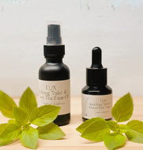 Load image into Gallery viewer, Tulsi & Green Tea Botanical Face Oil by LUX Lifestyle in 1 oz and 0.5 oz bottles