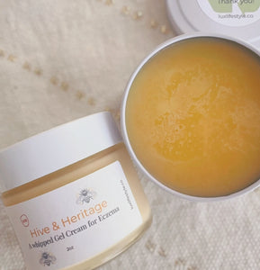 Hive & Heritage

A Whipped Gel Cream for Eczema Relief on Face & Body